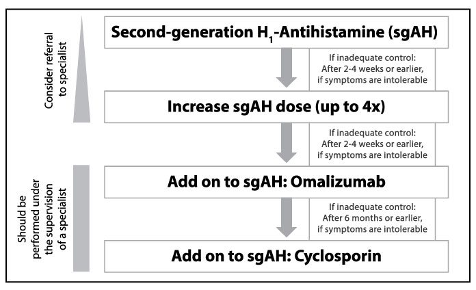 Chronic urticaria treatment algorithm figure. 