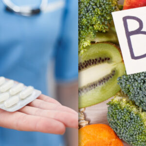 image of oral medication and foods that contain B3 vitamin