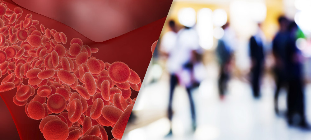 collage image of blood vessels and people