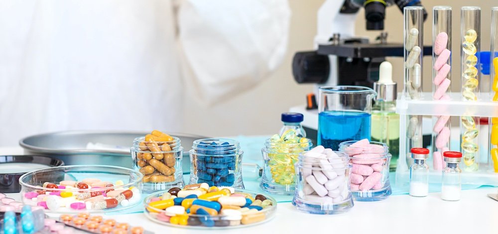 a compilation of pills and other medicine in the lab