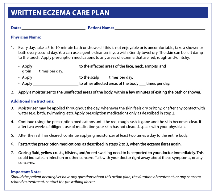 Sample Written Eczema Care Plan